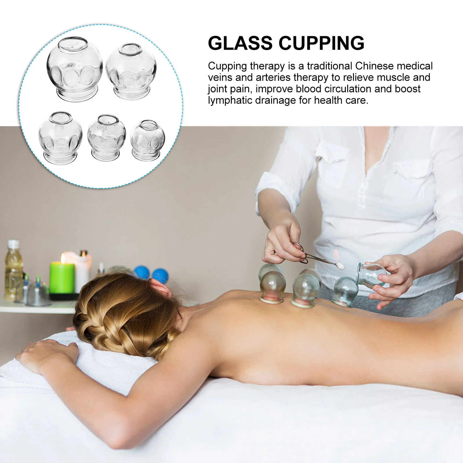 Glass Cupping Therapy Device Set Body Massager Gua Sha Therapy Massager Scraping Cupping Cups Massage Fire Glass Cuppings