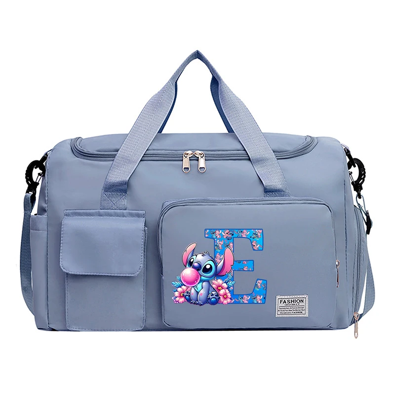 thumbnail image 1 of Bolso de viaje con letras de Stitch de Disney, bolso de mano portátil, bolsa de almacenamiento de ropa de gran capacidad, mochila de lona para gimnasio con compartimento para zapatos, 1 of 5