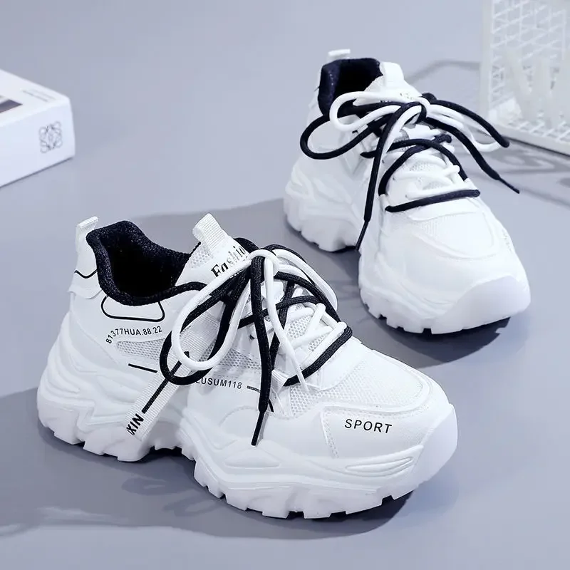 

Women Sports Shoes 2024 New Mesh Breathable Casual Shoes Outdoor Slope Heel Thick Sole Elevated Non Slip Platform Shoes