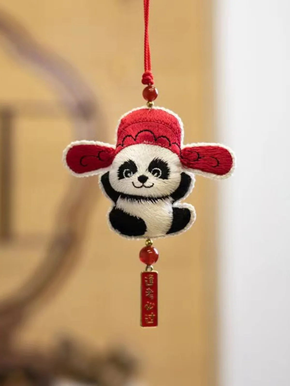 Handmade Chinese embroidery traditional Chinese sachet with tassels panda accessory