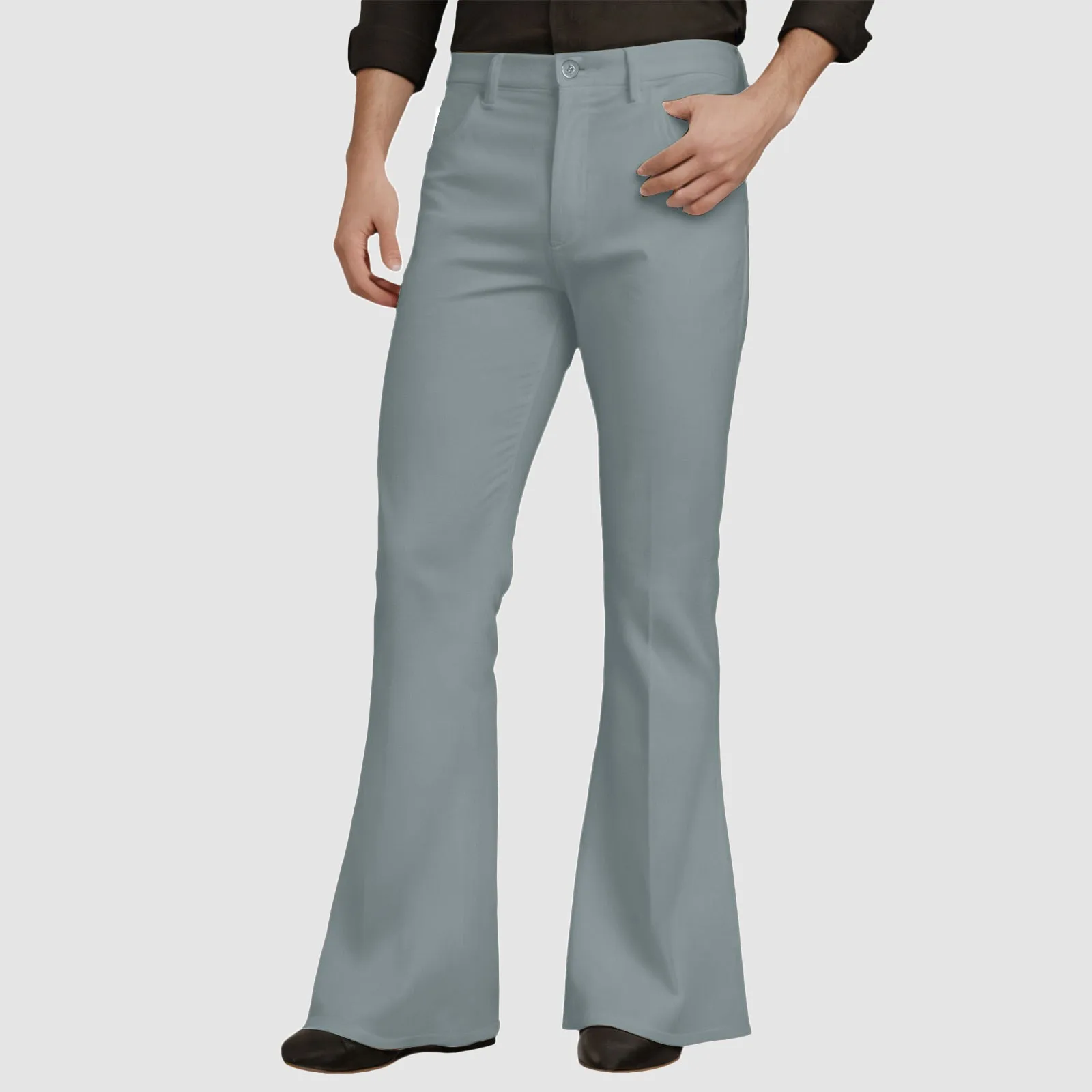 Mens Slim Fit Suit Pants Soild Casual Bell Bottom Trousers Pockets Outdoor Trend Long Pants For Man Autumn Winter Ropa Hombre 6