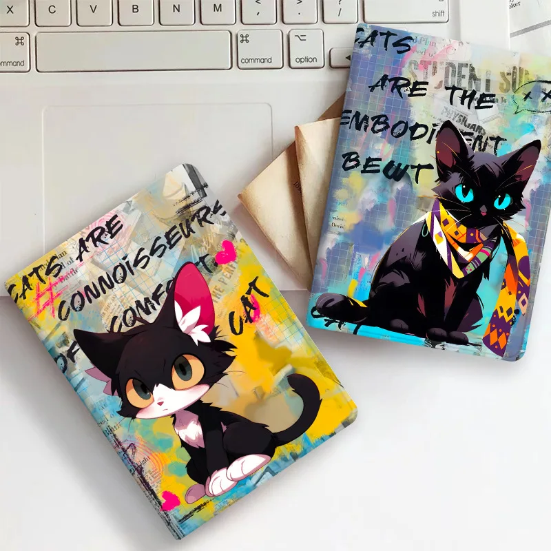 Cartoon Oil Painting Cat Tablet Case in 8.8 Inch Size