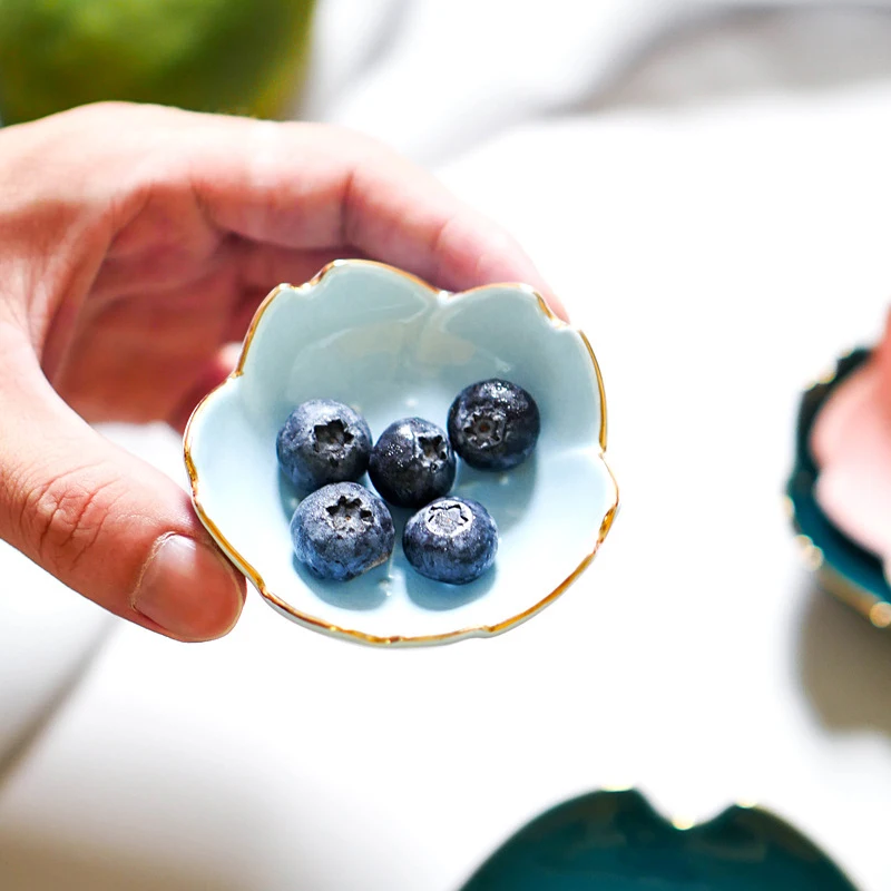 Sakura Ceramic Seasoning Dipping Bowl Cherry Blossom Trinket Plate Sauce Porcelain Sauce Dish Plate For Condiment Kitchen New