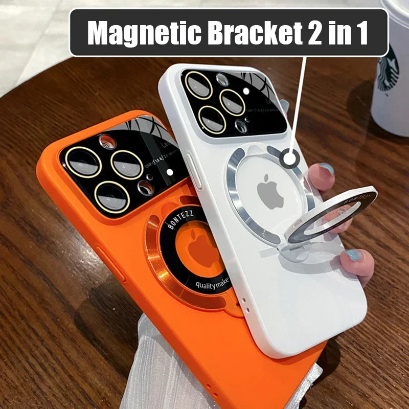 Enhanced Magnetic Flip Bracket with Large View Lens Protection and Hard Shell Cover