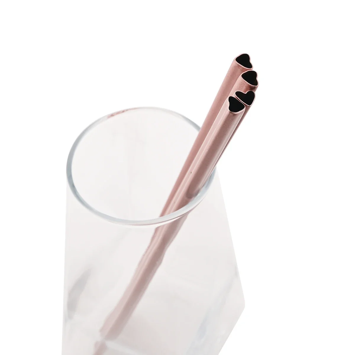 Heart-Shaped Stainless Steel Reusable Straw Set with Cleaning Brush
