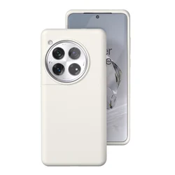 Premium Soft Liquid Silicone Case with Flocked Interior for OnePlus 12 (Retro White)