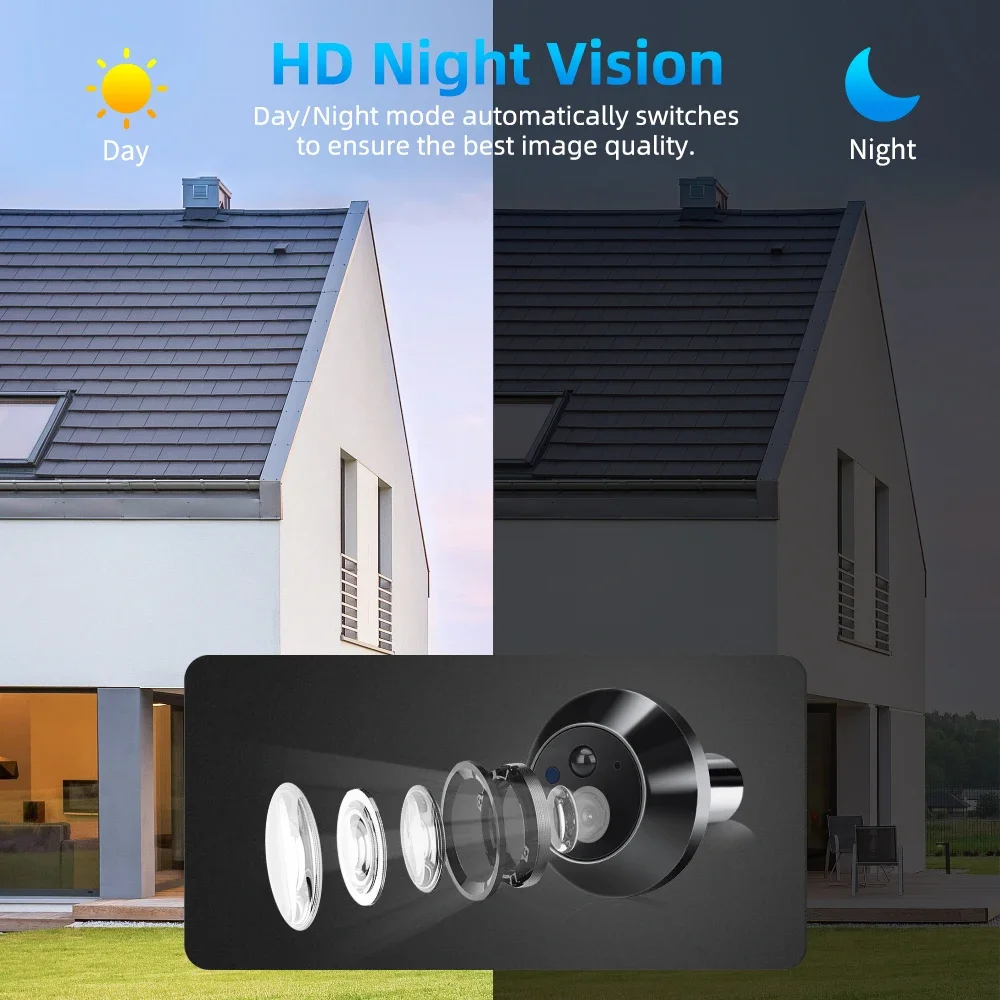 4.3In LCD Smart Peephole Camera WiFi Video Doorbell Motion Detection 120° Wide Angle Digital Peephole Viewer Night Vision