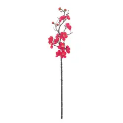 Elegant Silk Plum Blossom Branch - Festive Floral Decoration (Rose Red)