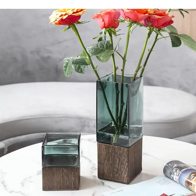 Square Hydroponic Glass Vase