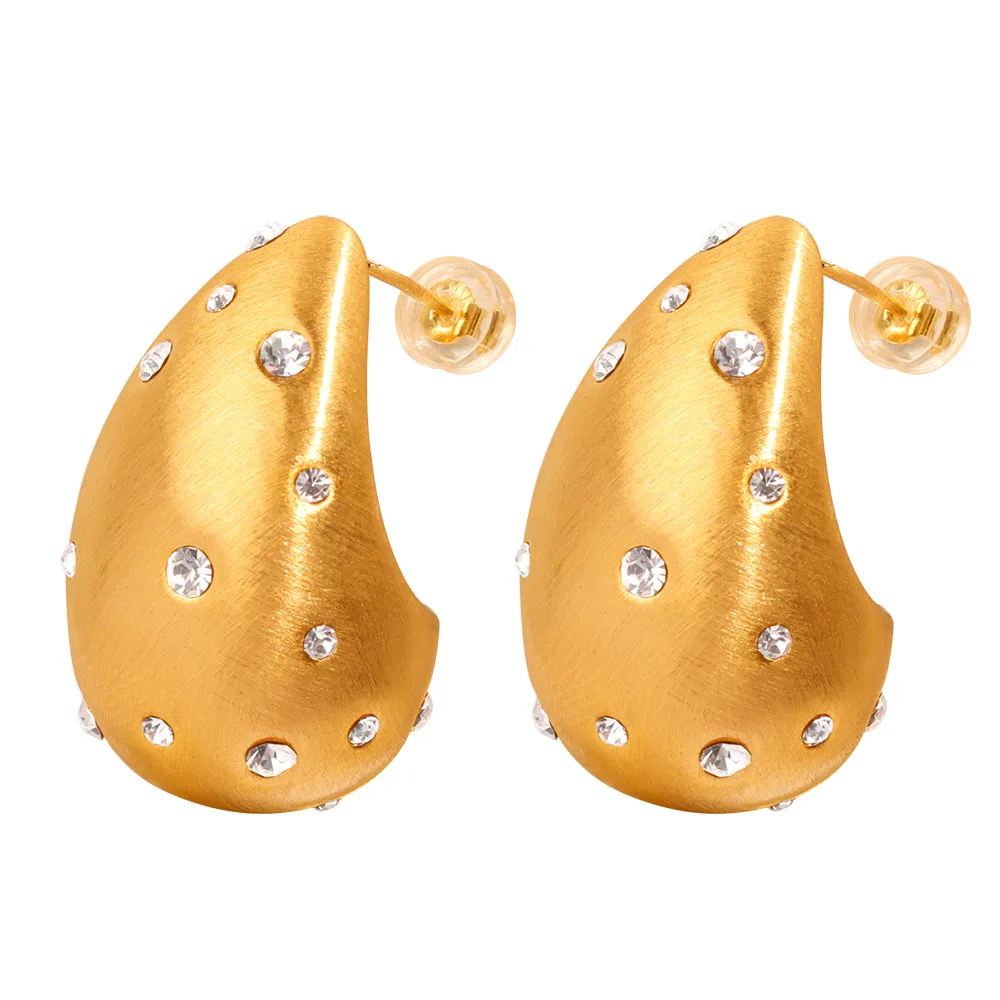 Orecchini Punk A Goccia Color Oro Grosso Waterdrop Star Zirconia Crystal Waterdrop Stud Earring