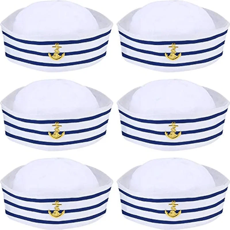 1/3/6 pieces of Blue Striped Sailor Hats White Striped Sailor Navy Hats Captain Role-playing Party Yacht Party Hats sailor hat