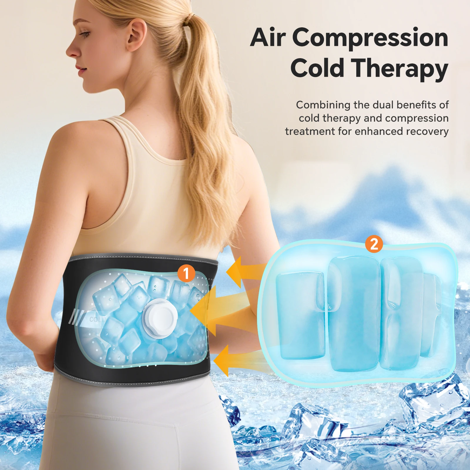 Cordless Warm & Cold Compress Air Compression Waist Belt Heating & Ice Pack Therapy Waist Massage Belt Back Lumbar Support Brace