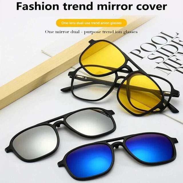 Buy JESSIEDANTON Polarized Clip-on Flip Up Metal Clip Rimless Sunglasses,  Lightweight, L Size, Black Lens at Amazon.in