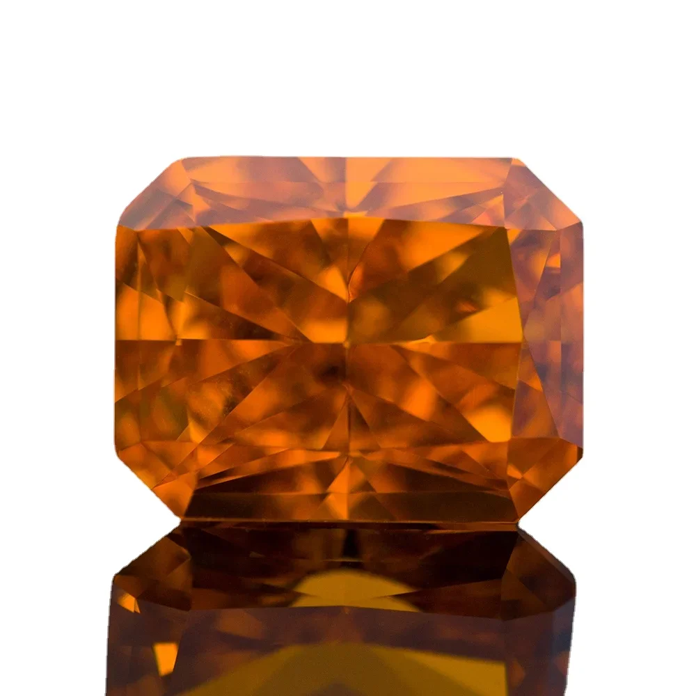 

Cubic Zirconia Dark Orange Radiant Shape 4k Crushed Ice Cut High Quality Top Grade Synthetic CZ Gemstone for DIY Jewelry Making