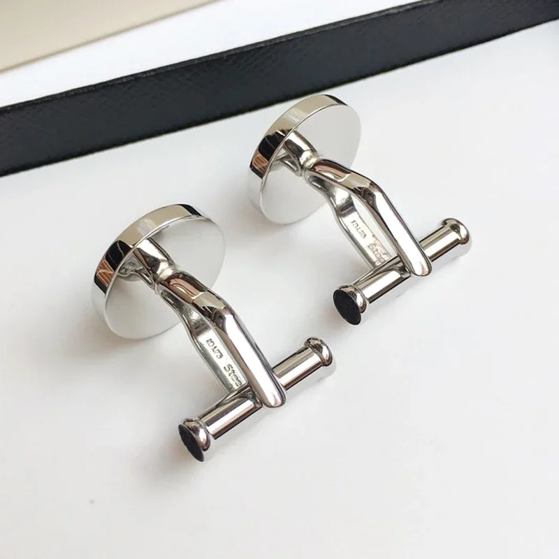 Cuff Links MB Black Agate With Letter 1:1 High Quality Black Man Shirt Cufflinks Classic Buttons With Box Set