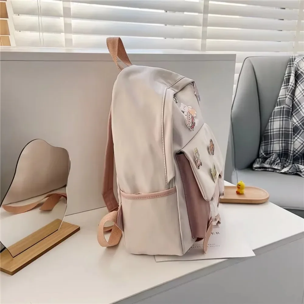 New Women's Cartoon Backpack - Waterproof Nylon College Bag, High Capacity Trendy Laptop Schoolbag for Girls Travel