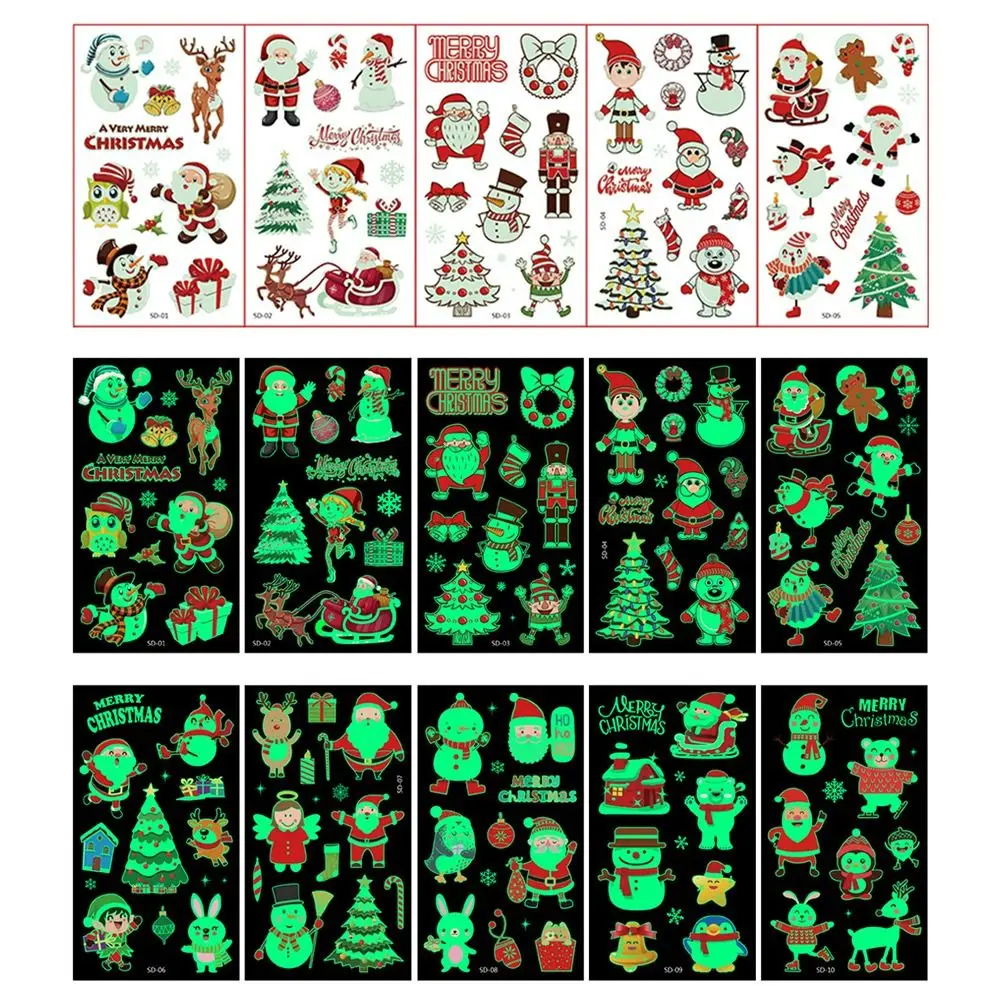 Decoration Gift Kids Party Fake Tattoo Holiday Fake Tattoo Luminous Tattoo Sticker Christmas Temporary Tattoo Body Art Stickers