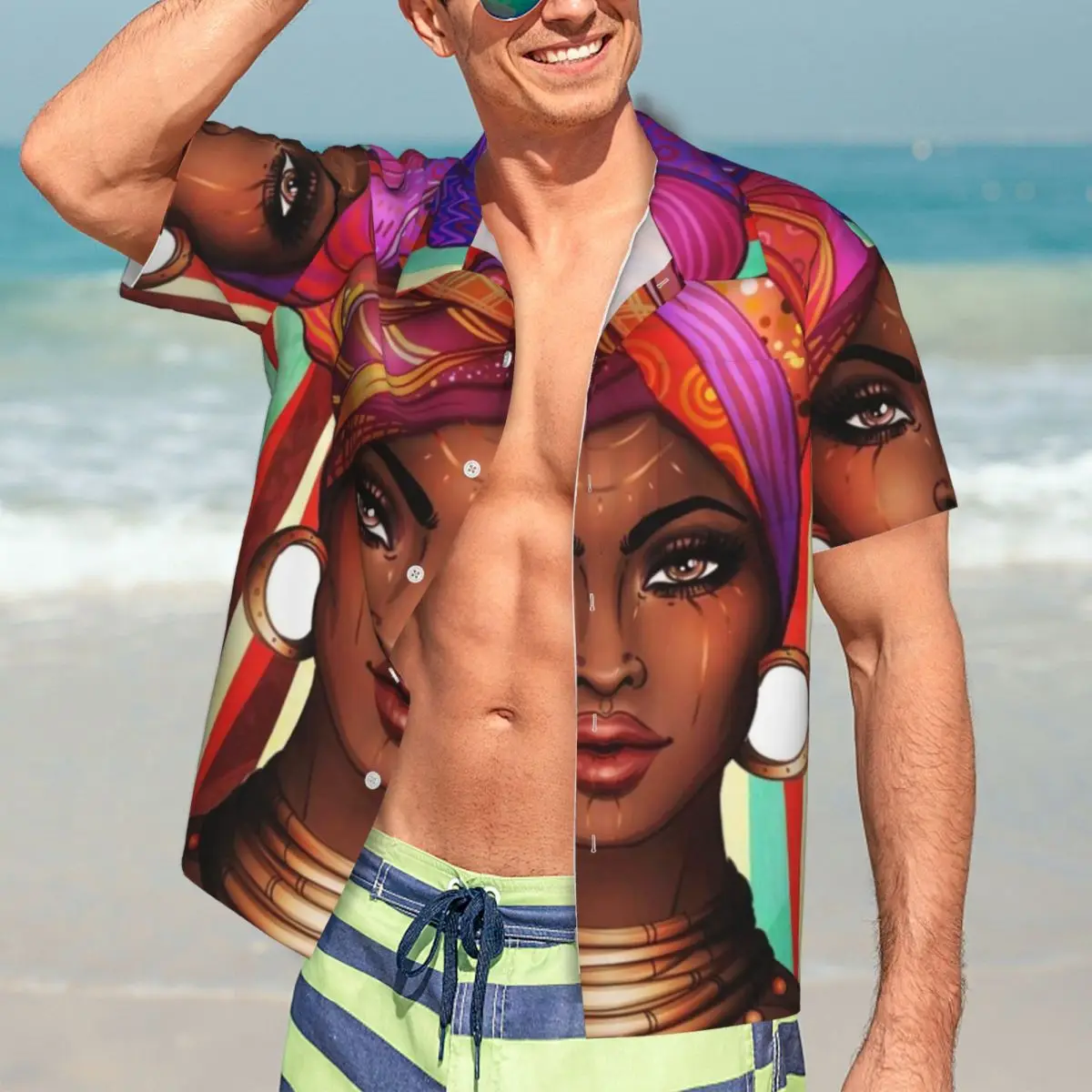 

Африканская Женская пляжная рубашка, Гавайская Повседневная рубашка с надписью Stay Strong and Power, мужские свободные блузки, модная одежда на заказ с короткими рукавами