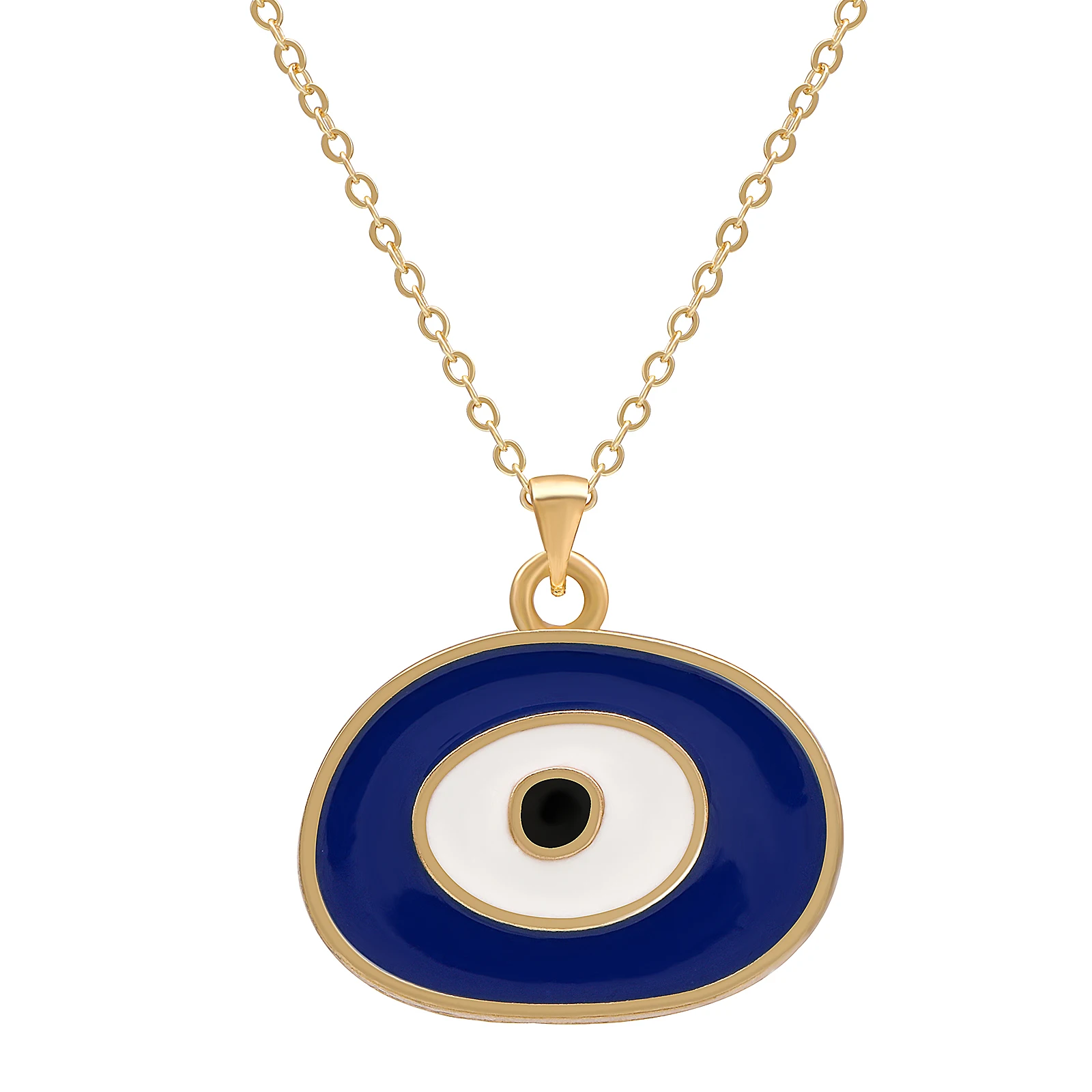 Evil Eye Eyelash Gold Blue Copper Necklace Pendant Chain For Women – ZIVOM