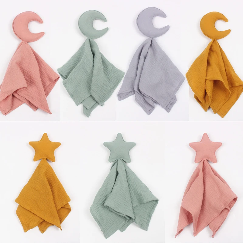 

Newborn Appease Towel Baby Moon Stars Soft Muslin Cotton Blanket Bib Saliva Towels Comforter Infant Burp Cloths Handkerchief