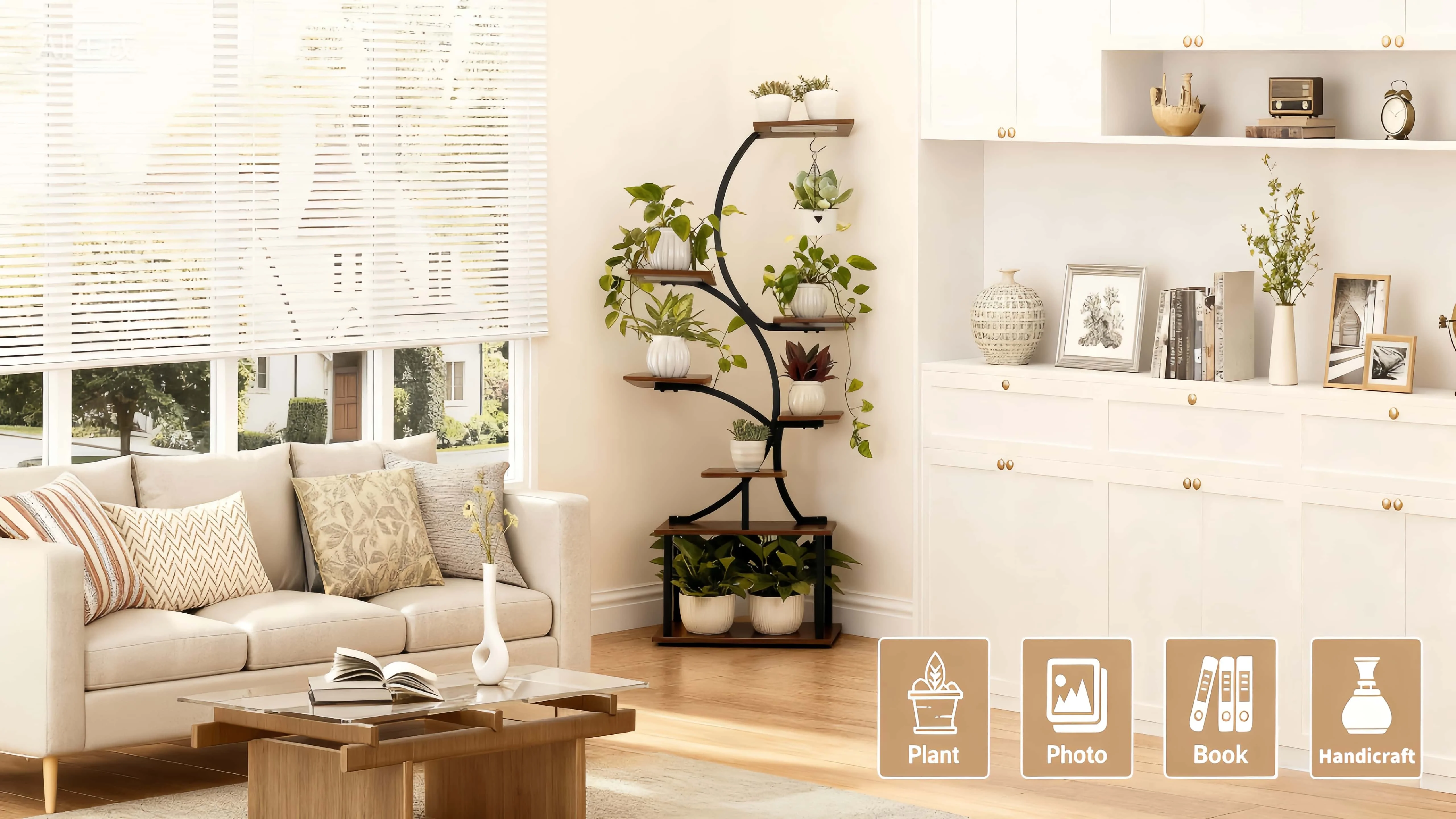 Indoor Plant Stand Premium 8-Tier Multi-Functional Grow Light Rack — Irregular Display for Patio Living Room Bedroom Gift