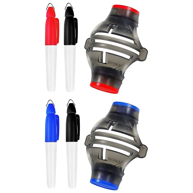 

Golf Ball Line Marker Drawing Tool And Mark Pens Set Template Alignment Putting Marking Liner 360-Degree Rotation Tools Blue&Red