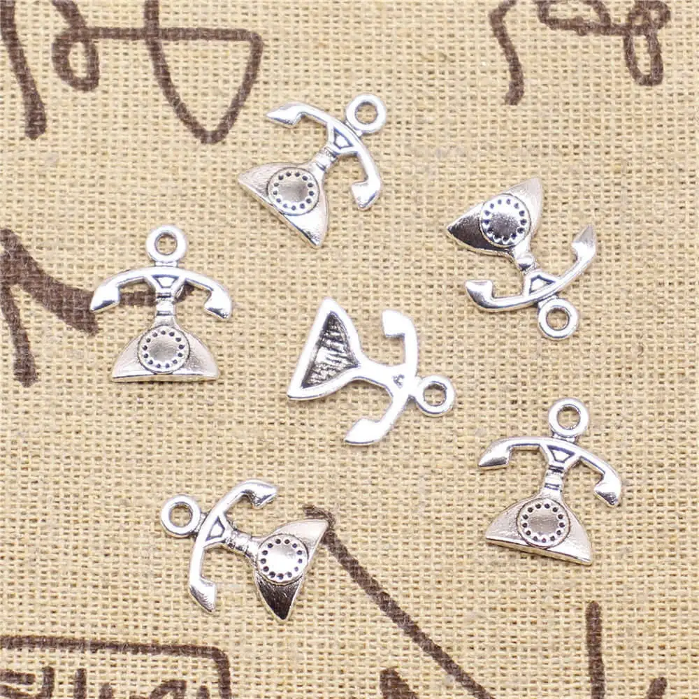 

Party Jewelry Accessori Charms Telephone Antique Silver Color Pendant Necklac 15x16mm 20pcs