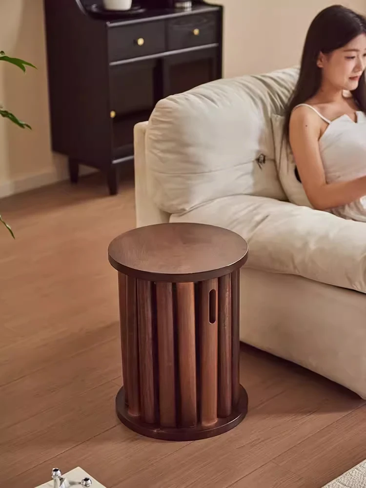 Sgabello pieghevole in legno massello da 4 pezzi, sgabelli bassi da soggiorno, sgabello da toeletta per camera da letto, sgabello da pranzo per sala da pranzo, tavolino rotondo - immagine 6