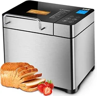 Pro Stainless Steel Bread Machine, 2LB 17-in-1 Programmable XL Bread Maker with Fruit Nut Dispenser, Nonstick Ceramic Pan 1
