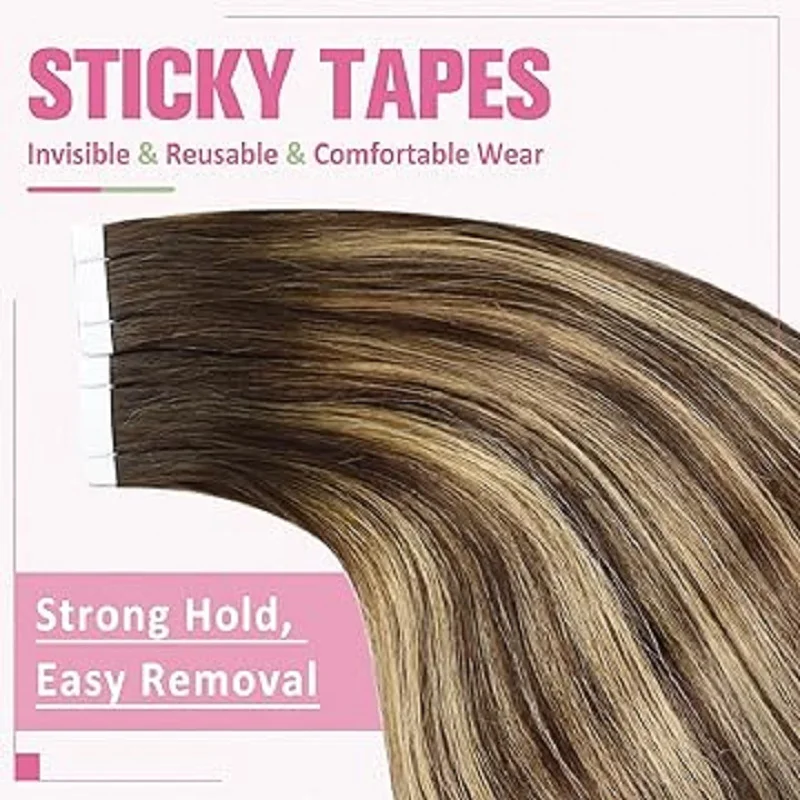 Tape in Hair Extensions Human Hair Straight Seamless Skin Weft 100% Human Tape in 12-24 Inch human hair extensions hair extensions