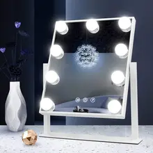 

HANSONG Vanity Mirror with Lights Light up Vanity Makeup Mirror 9 LED Bulbs Tabletop Makeup Mirror with 10x Magnifying Mirror