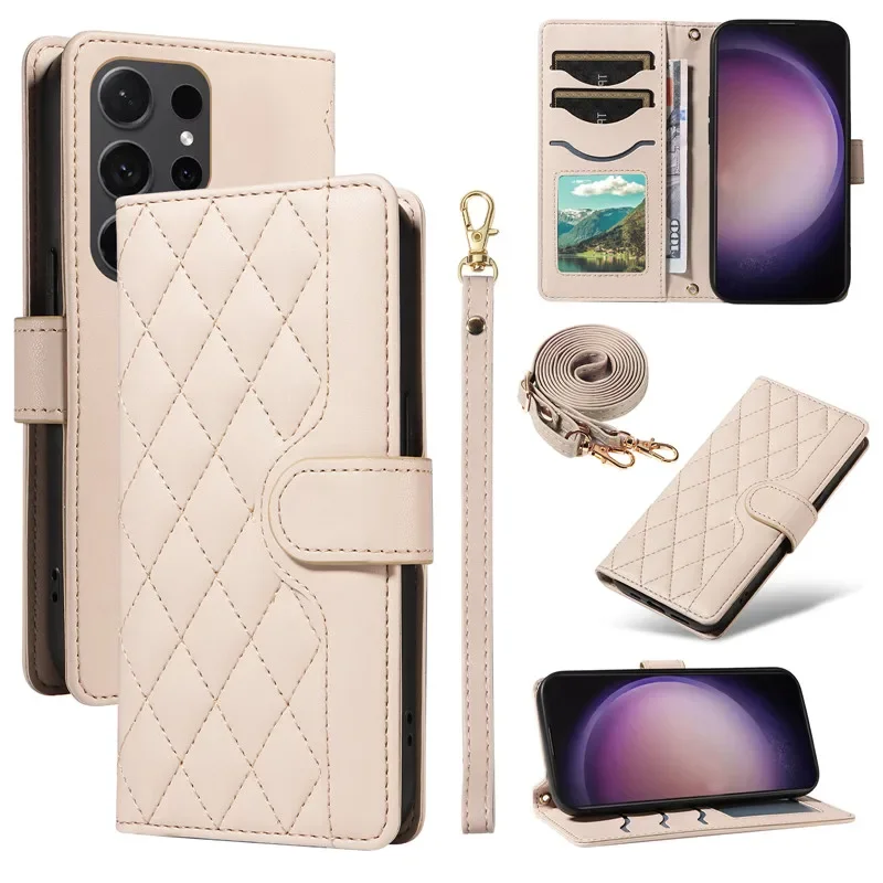 Leather Lanyard Wallet Crossbody Flip Phone Case