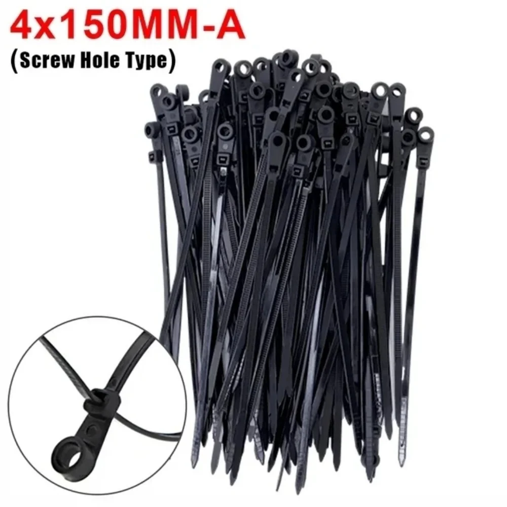100PCS Screw Hole Nylon Cable Ties Multipurpose Duty Adjustable Self-locking thumbnail 2