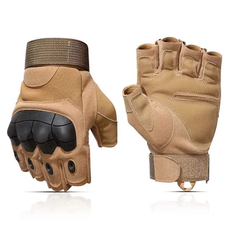 Tactical Outdoor Half-Finger Gloves with Hard Knuckles for Paintball, Hunting, and Motorcycle Riding