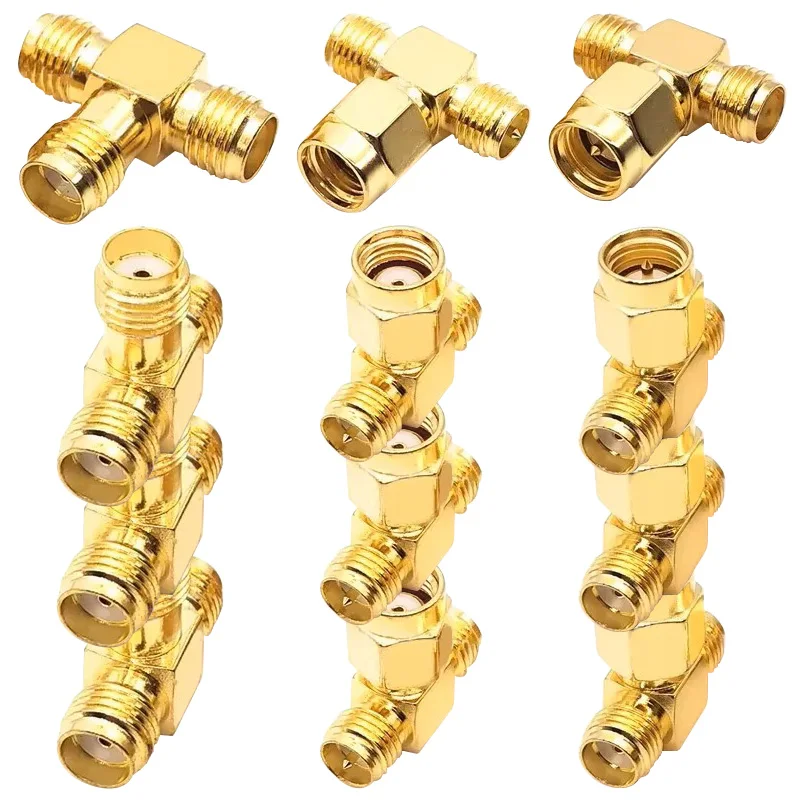 5 ชิ้น T - shape 3 Way SMA อะแดปเตอร์ SMA ชายคู่หญิง T - Type สําหรับเสาอากาศฯลฯสายเชื่อมต่อ 1