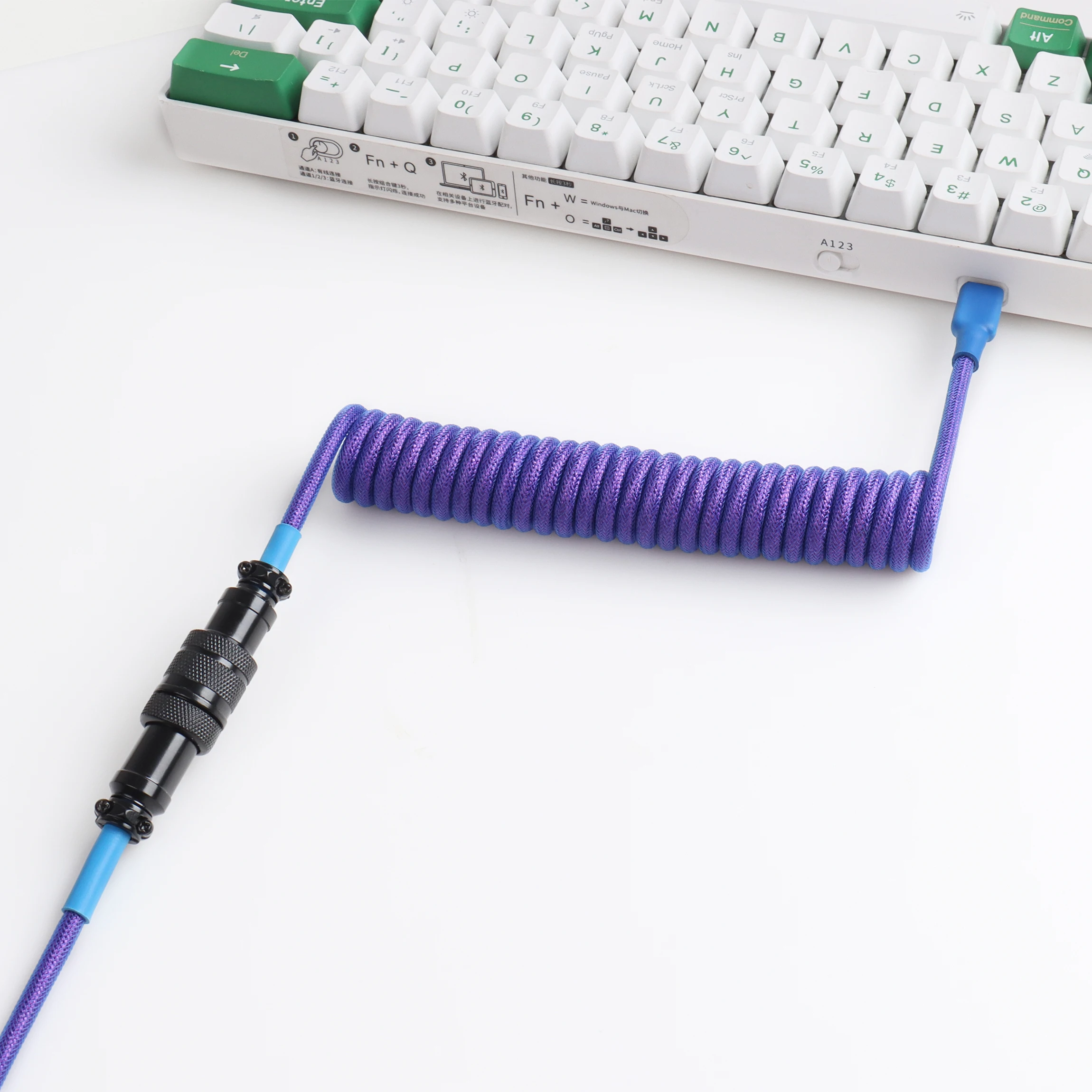 Lano Coiled Mecânica Teclado Cabo de Dados tipo c Cabo Fio Aviator Connector Adequado para Acessório Correspondência 1.5m - Imagem 3