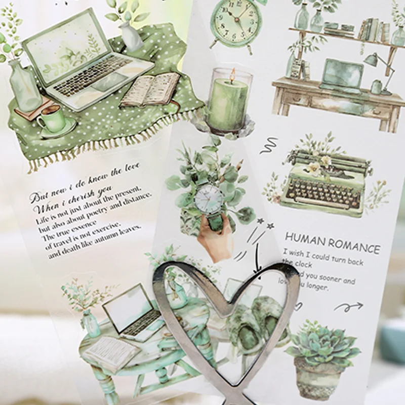 Mr Paper 18pcs/bag Soft House Time Series Home Landscaping Dual Material Die-cut Sticker Book DIY Handbook Scrapbook Card