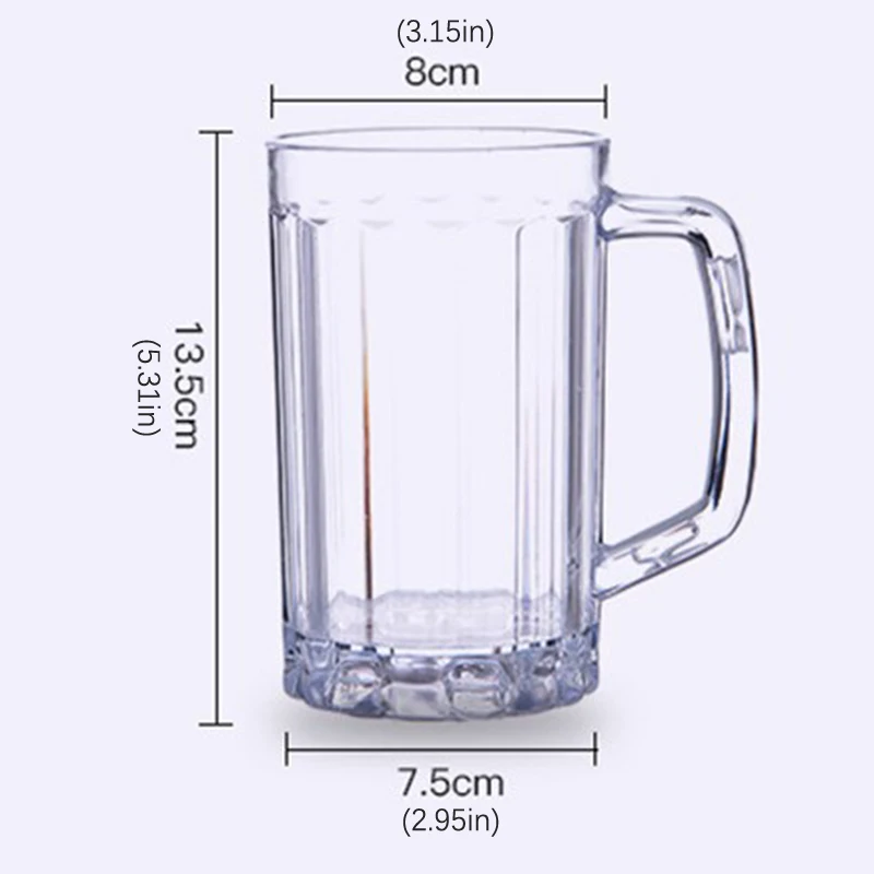 500ML Transparent Beer Mug Plastic Unbreakable Breakfast Milk Coffee Juice Water Cup Barware Drinkware for Home Party Bar KTV images - 6