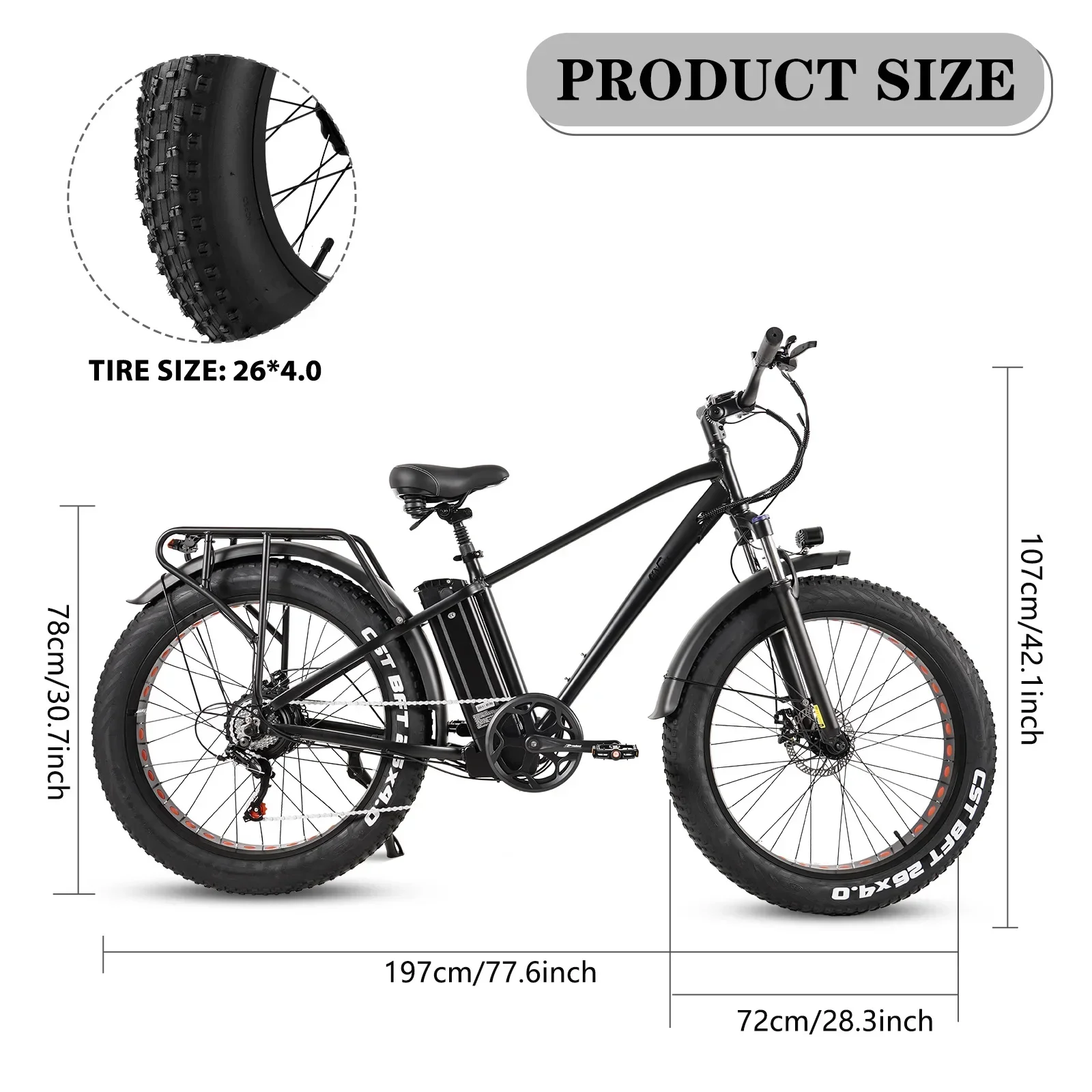 CMACEWHEEL KS26 Electric Bike 26 Inch Fat Tire E-Bike 48V/18Ah Battery Electric Mountain Bike for Women/Men 7 Speed S3c5a3a5796814d54846ca476674faf97v