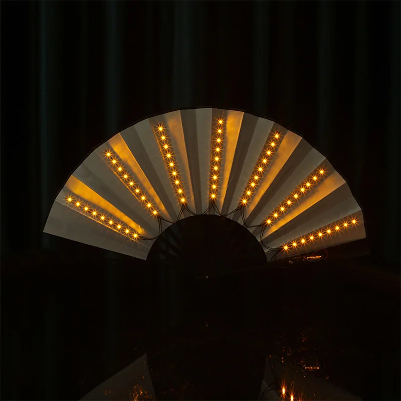 Foldable Hand Fan With LED Light Portable Light Dance Night Show DJ Fluorescent Bar Club Room Party Decoration Color Change Fans