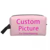 Custom Personalized Photo Logo Cosmetic Bag Women Cute Big Capacity DIY Print Makeup Case Beauty Storage Toiletry Bags 2