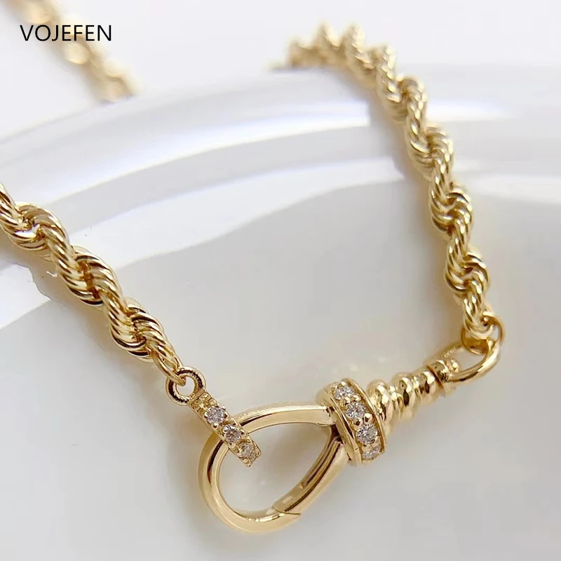 Vojefen 18k Gold Pendants And Necklaces Women's Au750 Gold Big Rope