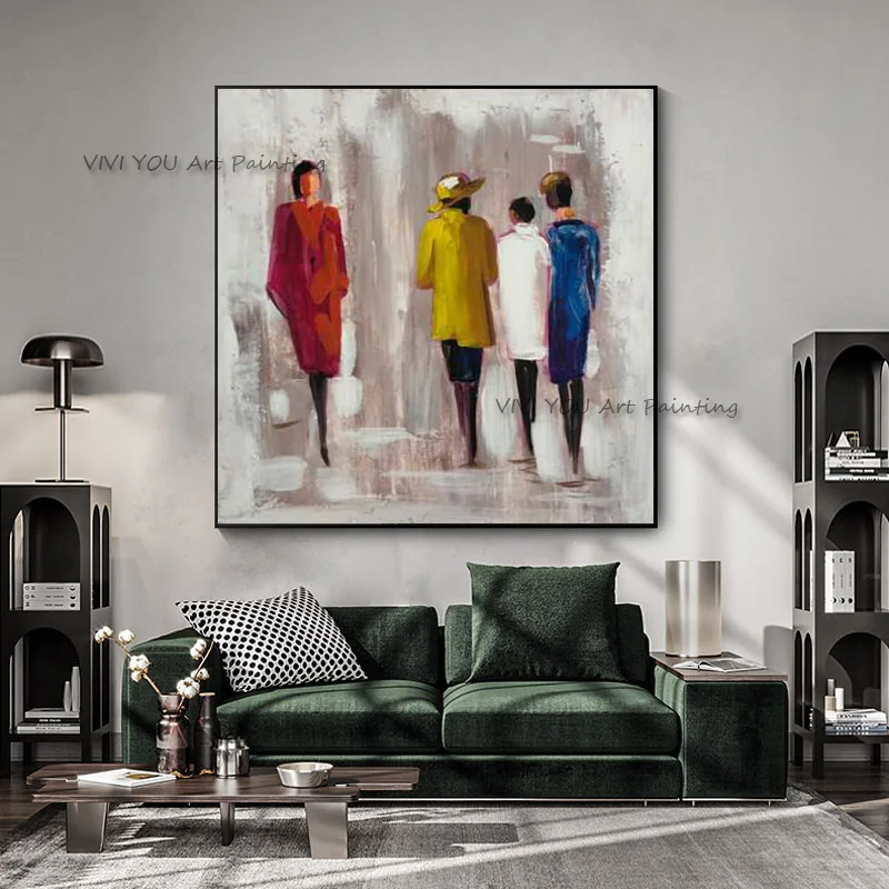 

Handpainted Wall Picture for Living Room Oil Paintings on Canvas Hand Painted Abstract Picture of A Crowd Office Decor Art
