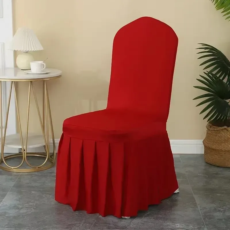 50/100pcs Pleated skirt Spandex Chair Cover Hotel Banquet Party Events Wedding Decoration Dining Room Seat Protector Covers