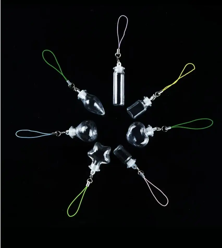 1/2X Small PET Bottles With Rubber Stopper DIY Decoration Mini Plastic Pendant Message Vial Wishing Bottles Jars Key Chain Vial