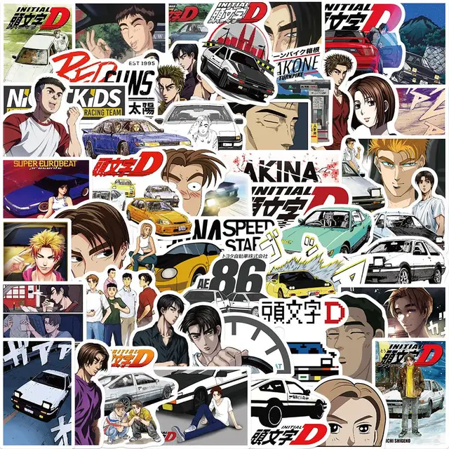  Initial D Anime Stickers Laptop Stickers Waterproof Skateboard  Snowboard Car Bicycle Luggage Decal 50pcs Pack (Initial D) : Electronics