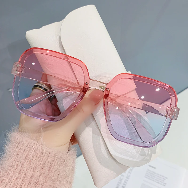

Rimless Sunglasses Women Fashion Gradient Ocean Large Frame Sun Glasses Female Frameless Vintage Shade Eyewear for Driving UV400