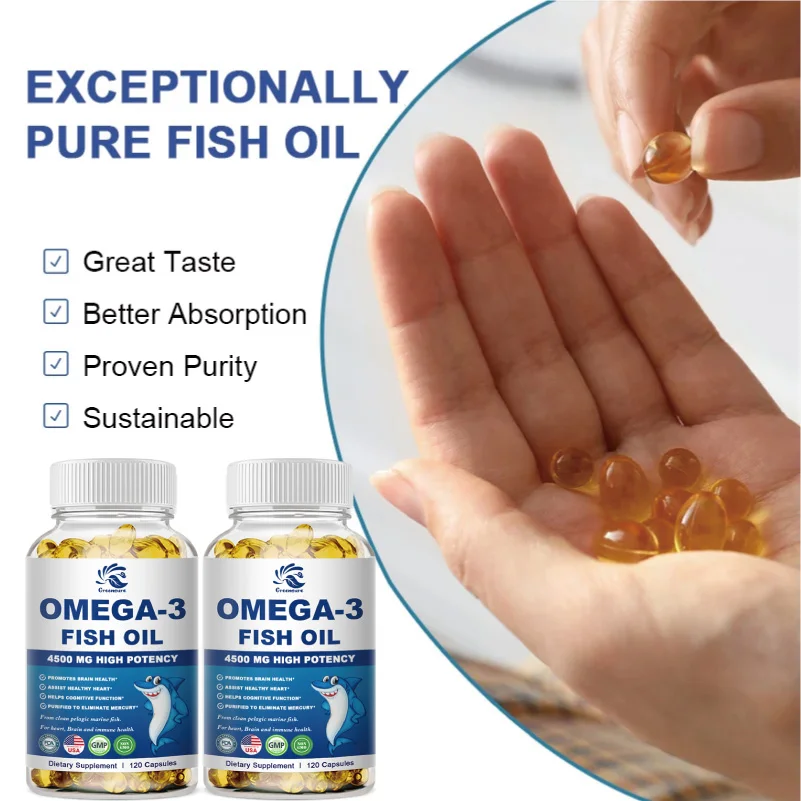 Fish Oil Capsules Greensure Omega 3 Support Brain & Nervous System Health Cardiovascular & Skin Health