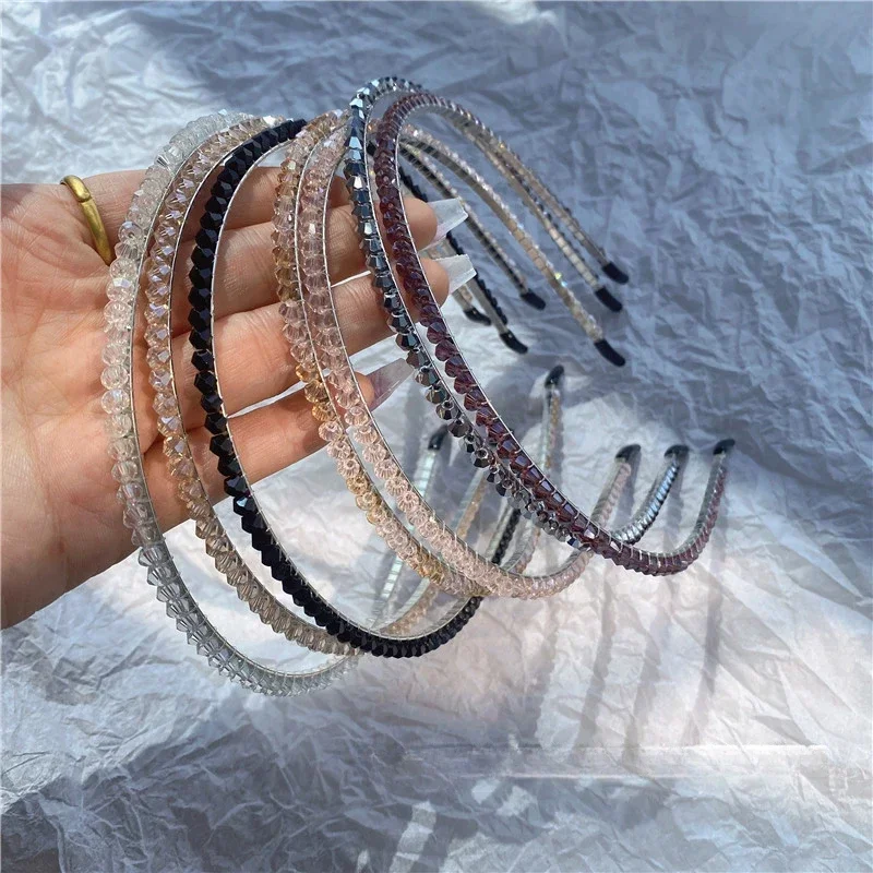 Cute High-level Crystal Bezel Headwear for Women Girls Headband Kwali Hairbands Hoop for Wedding Holiday Party Hair Accessories