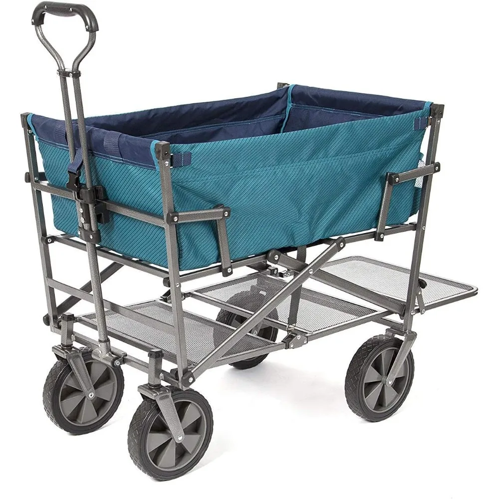 

Double Decker Wagons Carts Heavy Duty Foldable Outdoor Collapsible Cart Portable Lightweight Utility Cart, Terrain Sports Wagon